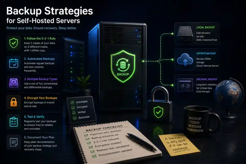 Cover image for Backup Strategies for Self-Hosted Servers Guide 2026
