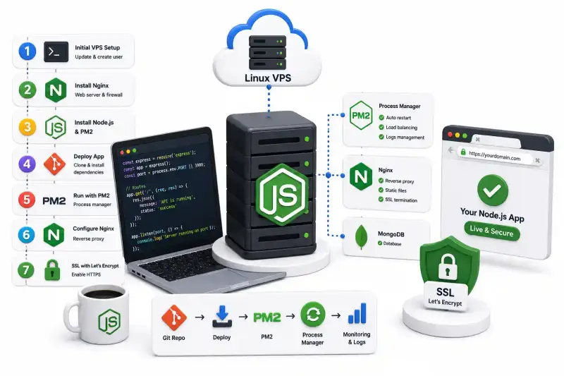 Cover image for How to Deploy a Node.js Application to a Linux VPS (Step-by-Step)