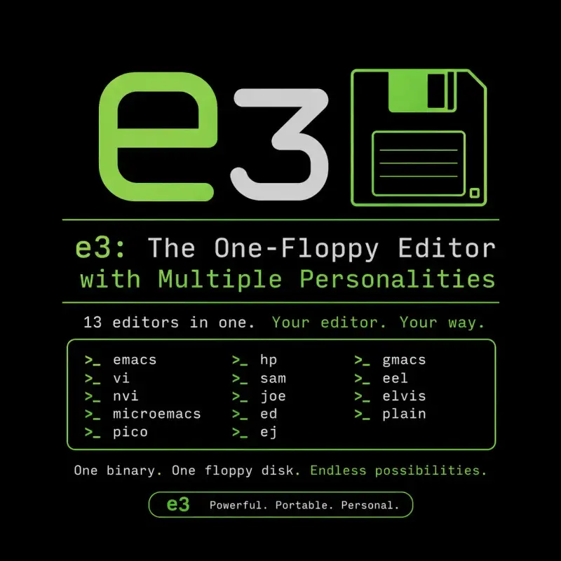 Cover image for e3: The One-Floppy Editor with Multiple Personalities