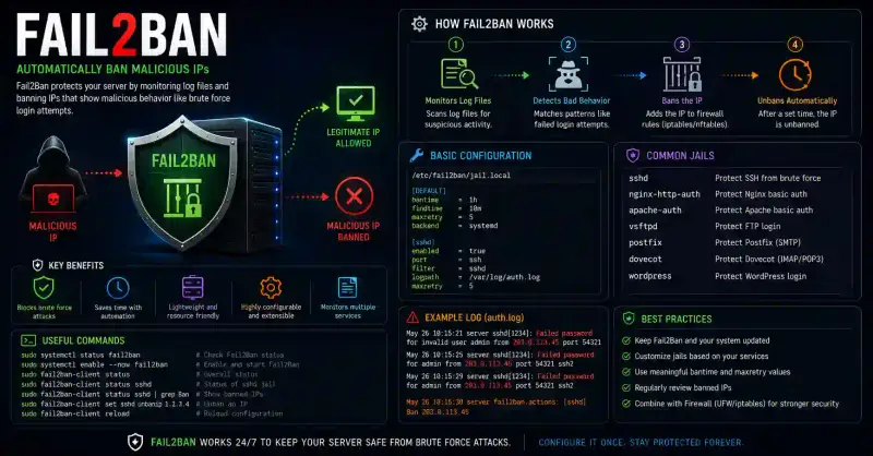 Cover image for Fail2Ban Setup & Configuration: Complete Guide 2026