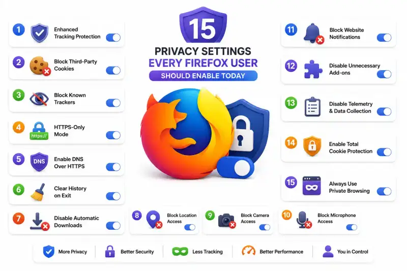 Cover image for 15 Privacy Settings Every Firefox User Should Enable Today (2026 Guide)
