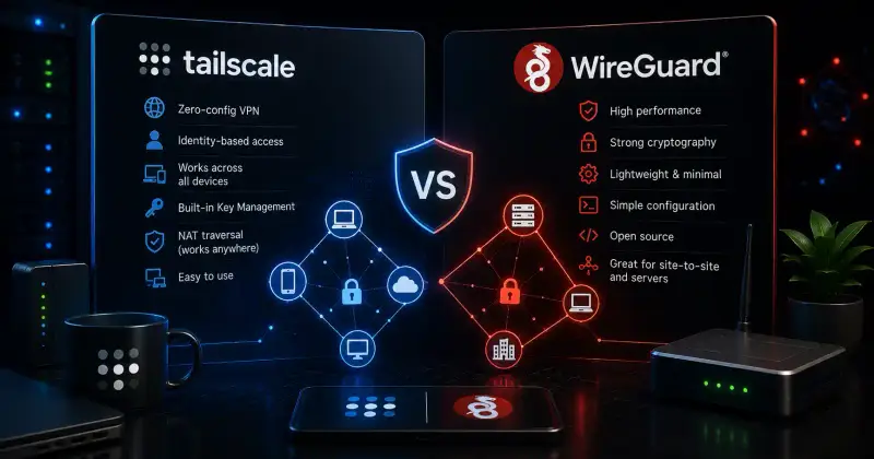 Cover image for Tailscale vs WireGuard: Complete VPN Comparison 2026