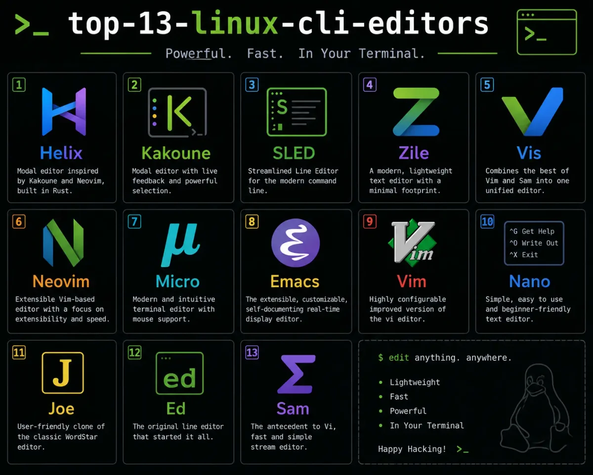 Top 13 Linux CLI Text Editors: The Ultimate Guide