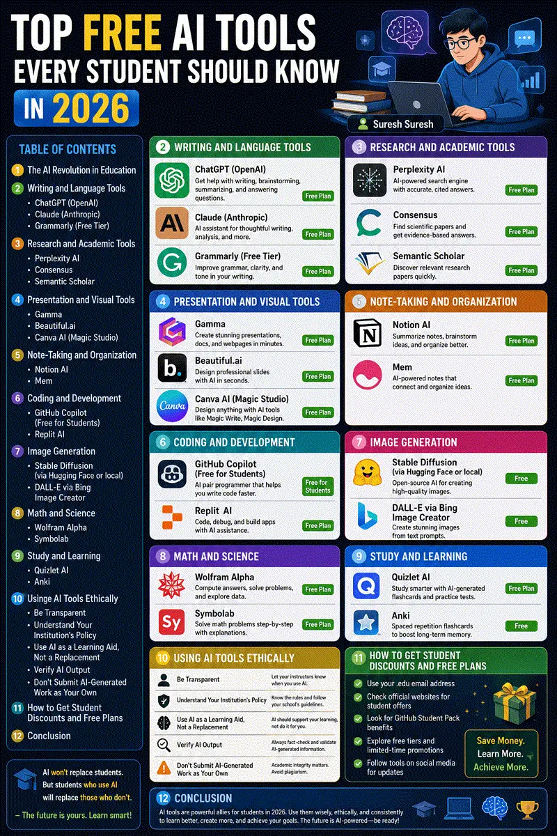 Cover image for Top Free AI Tools Every Student Should Know in 2026