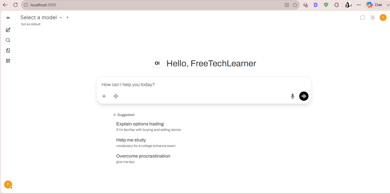 The main OpenWebUI chat interface