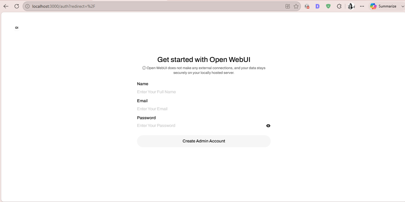 OpenWebUI login screen